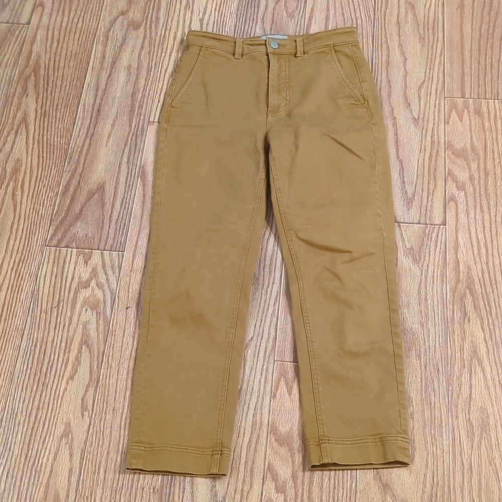 Everlane Cropped Slim Jeans Mustard Yellow High Waist Stretch Women's Size 4